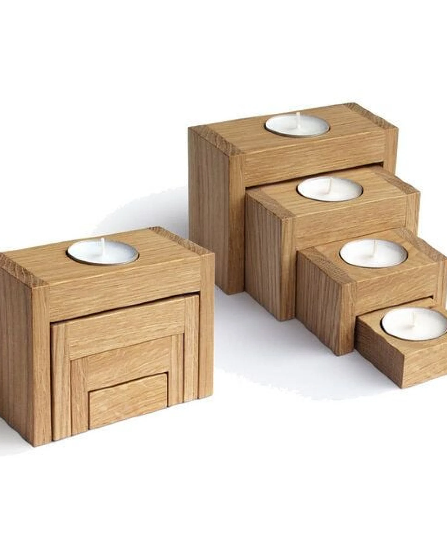 Adventsleuchter FOUR STEPS Eichenholz (side by side) – Ansicht 3
