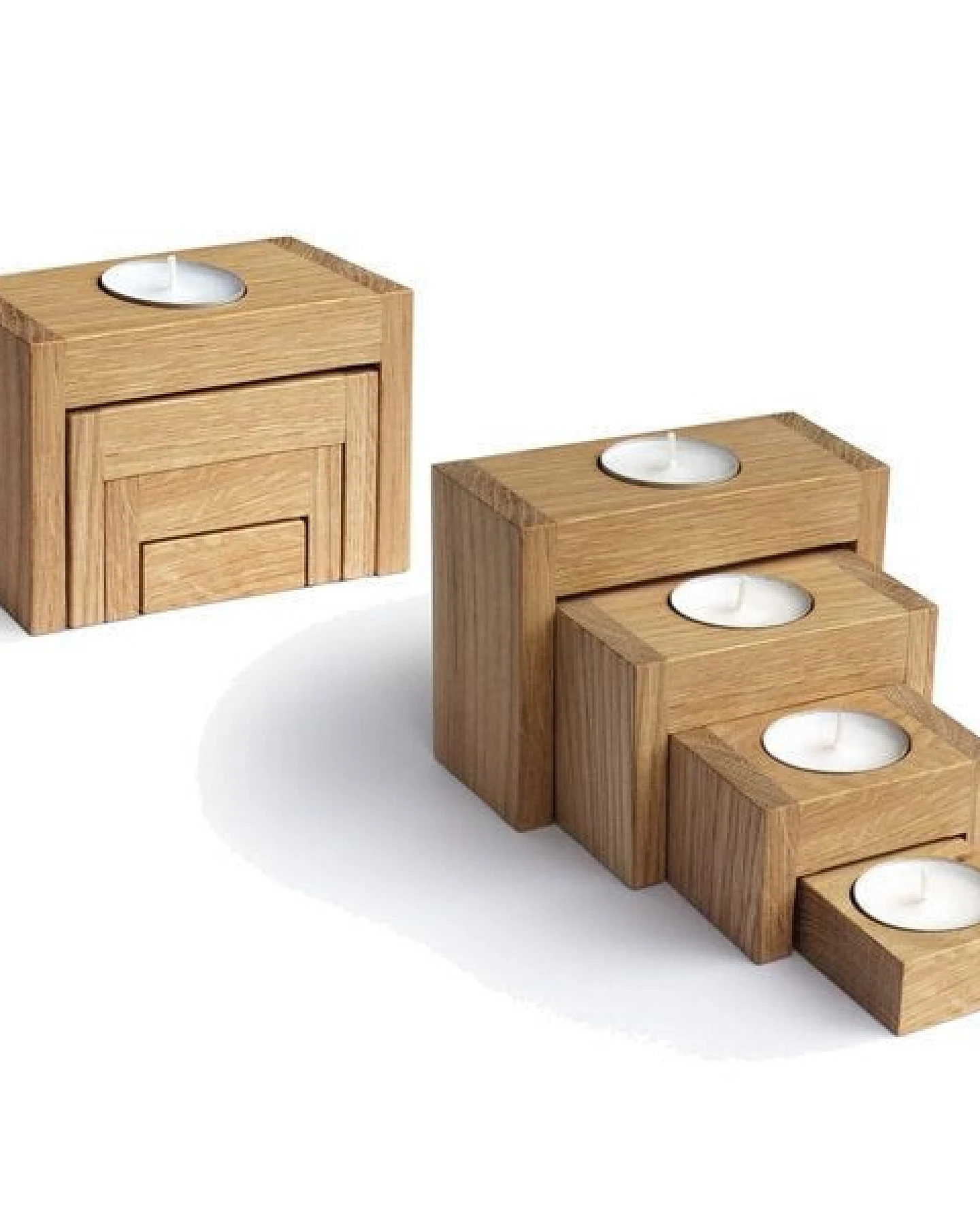 Adventsleuchter FOUR STEPS Eichenholz (side by side) – Ansicht 4