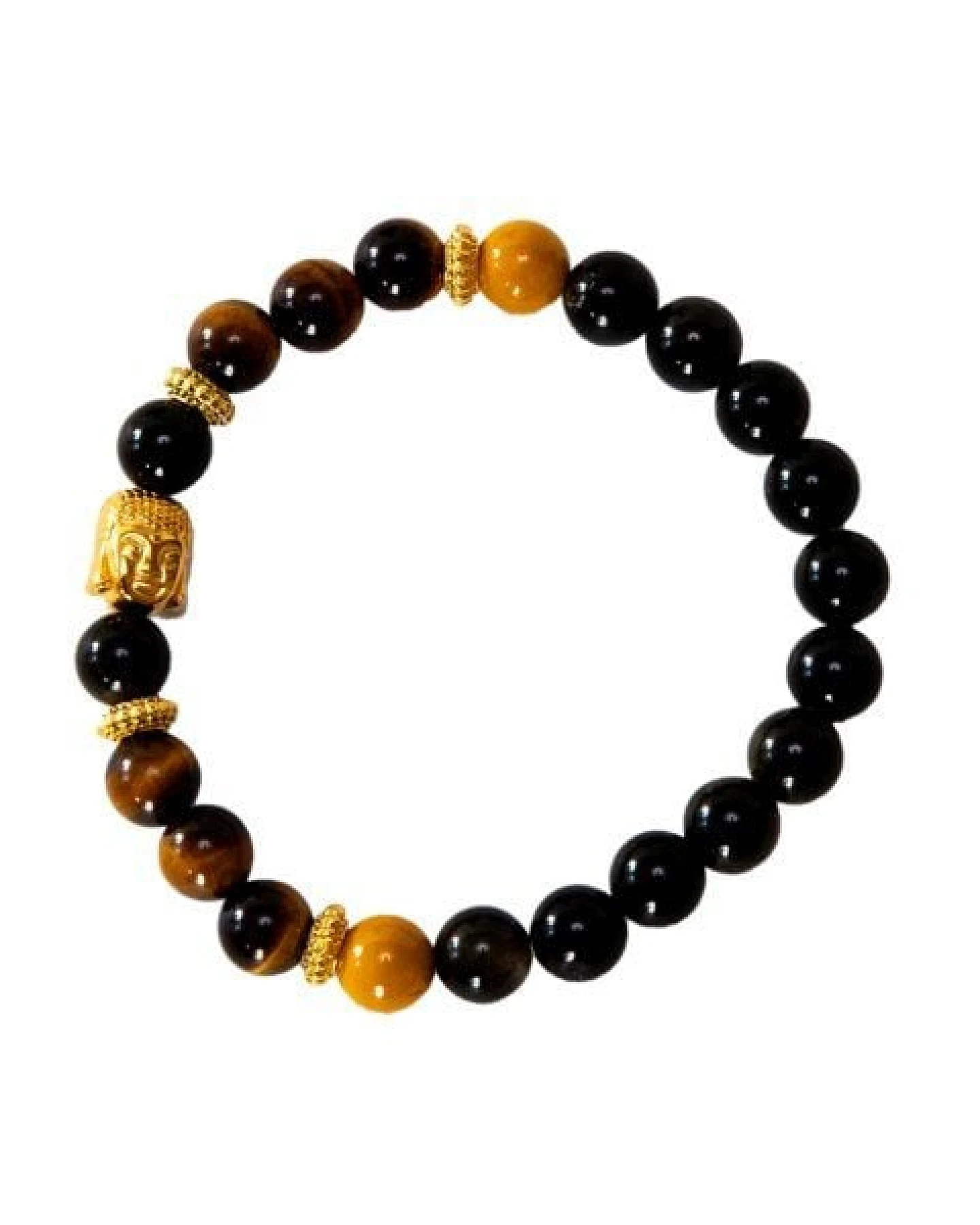 Divasya Armband "Golden Buddha" aus Obsidian, Mookait & Tigerauge – Ansicht 3