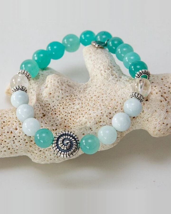 Divasya Armband "Ibiza" aus Amazonit, Aquamarin & Bergkristall