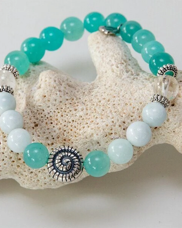 Divasya Armband "Ibiza" aus Amazonit, Aquamarin & Bergkristall
