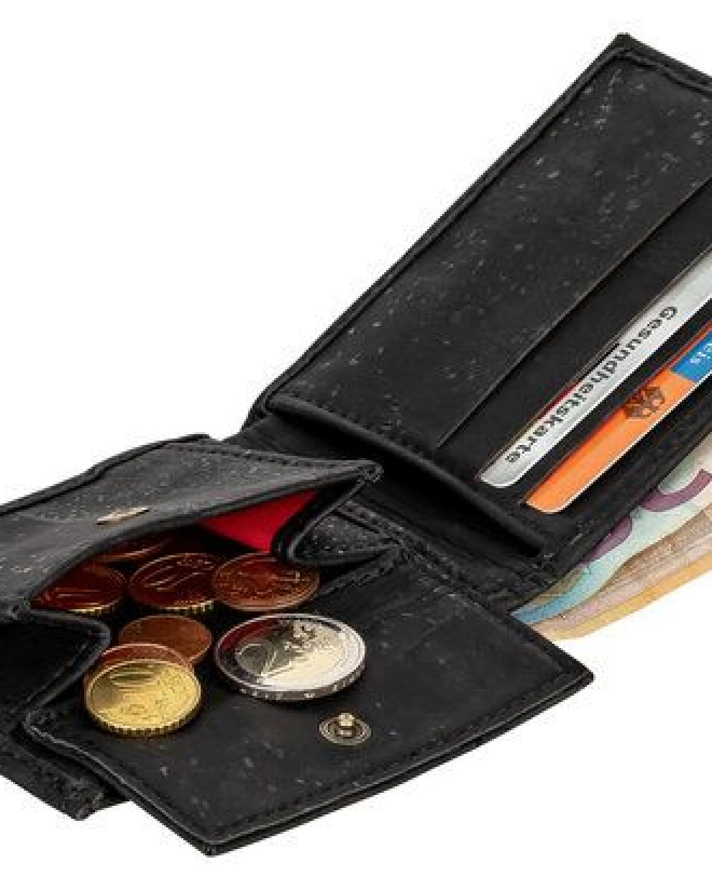 Kork-Deko Kompakte Geldbörse aus schwarzem Kork – Ansicht 4