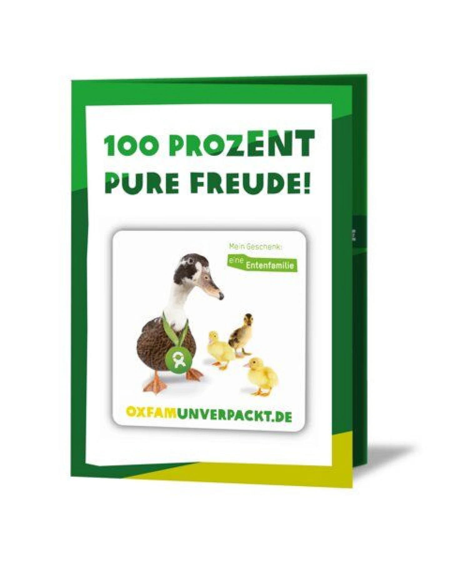 OxfamUnverpackt Spenden-Geschenk "Entenfamilie" (Grußkarte mit Magnet) – Ansicht 2