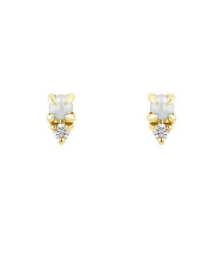 Eppi Goldene Ohrstecker mit Perlen und Lab Grown Diamanten Clarice