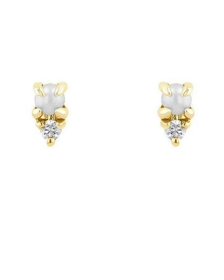 Eppi Goldene Ohrstecker mit Perlen und Lab Grown Diamanten Clarice