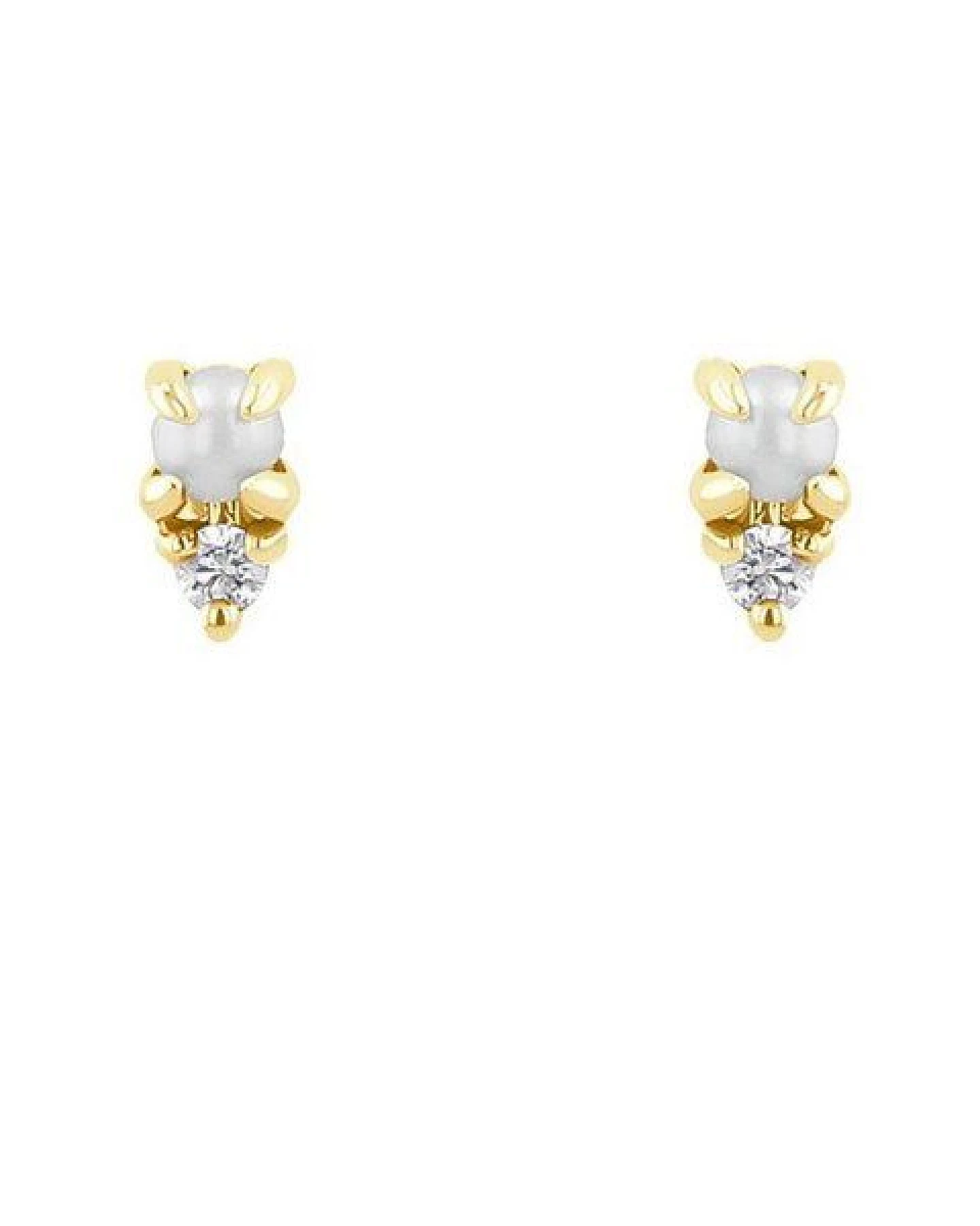 Eppi Goldene Ohrstecker mit Perlen und Lab Grown Diamanten Clarice – Ansicht 2