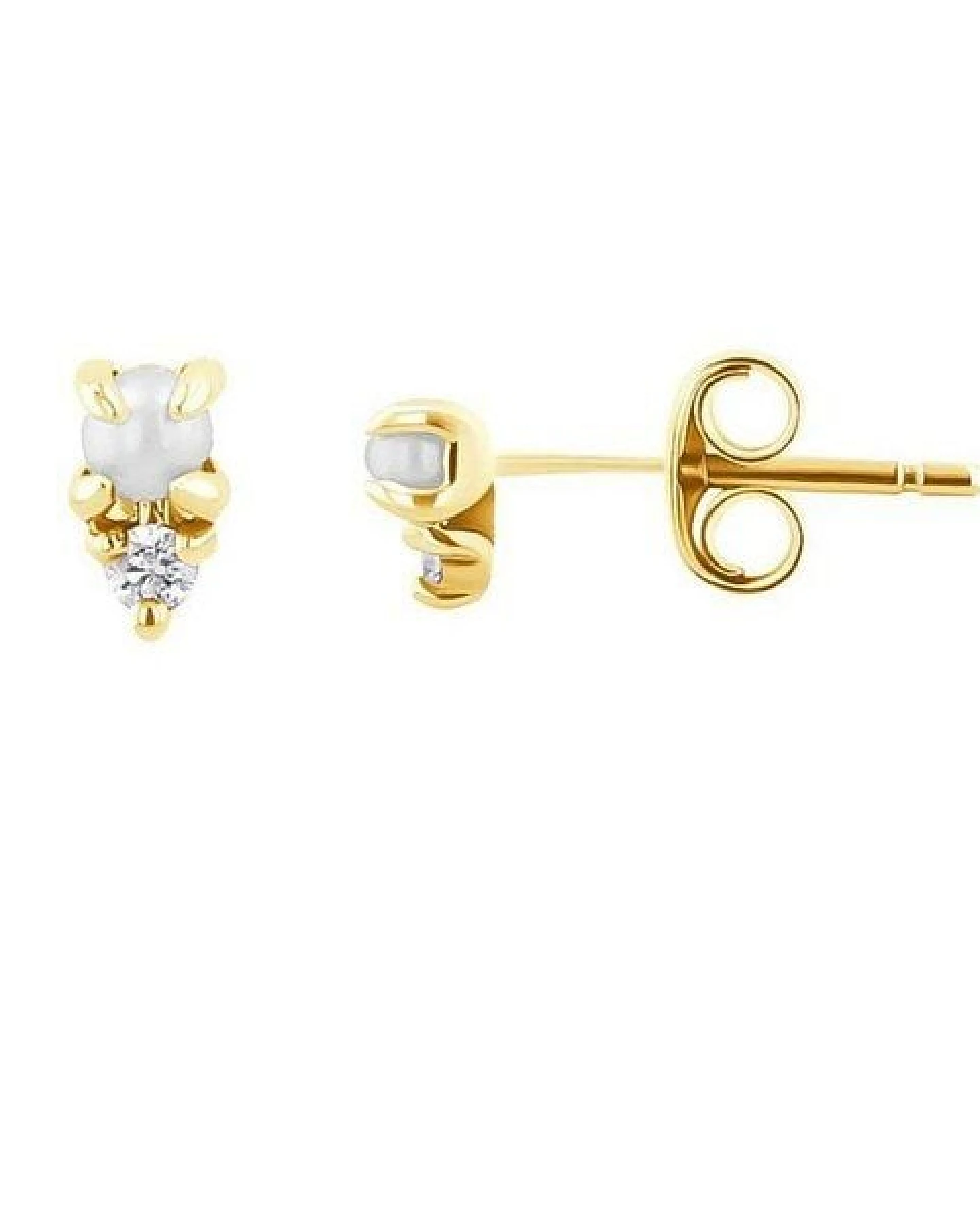 Eppi Goldene Ohrstecker mit Perlen und Lab Grown Diamanten Clarice – Ansicht 4