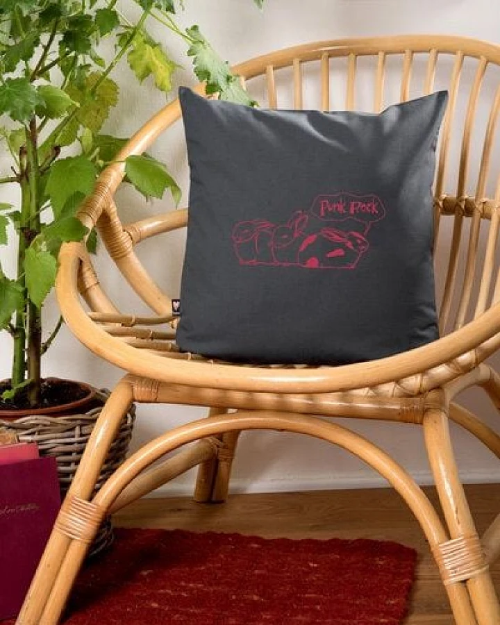 Hirschkind Bio-Kissenbezug 'Punk-Rock' dunkelgrau 40*40 cm