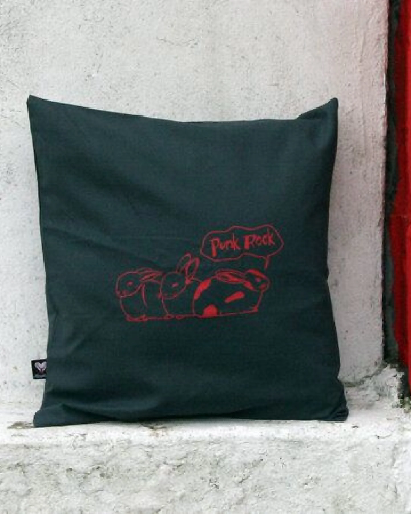 Hirschkind Bio-Kissenbezug 'Punk-Rock' dunkelgrau 40*40 cm – Ansicht 4