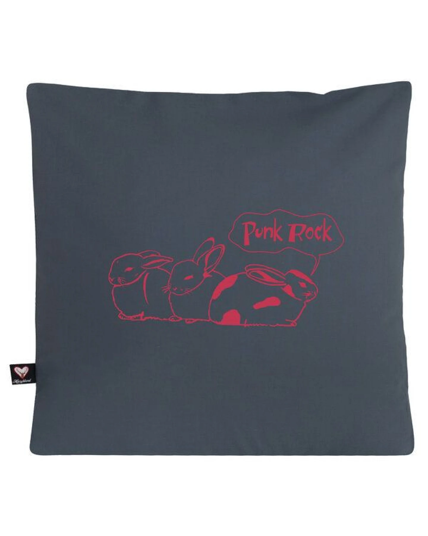 Hirschkind Handbedruckter Kissenbezug 'Punk-Rock' dunkelgrau, 40*40cm – Ansicht 2