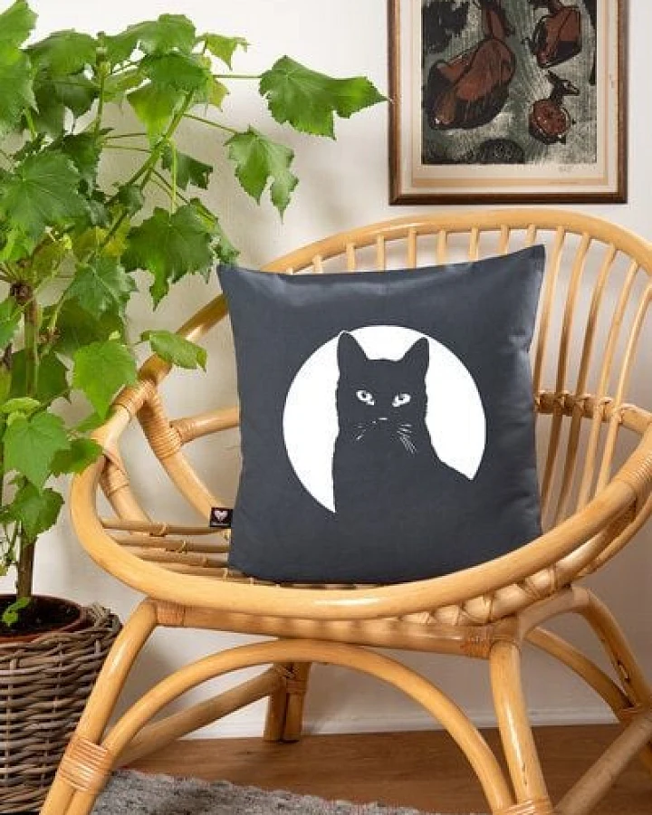 Hirschkind Bio-Kissenbezug 'Schwarzer Kater' dunkelgrau, 40*40 cm