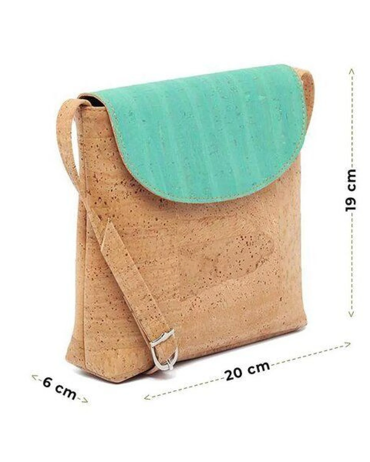 Kork-Deko Kleine Korktasche naturkorkfarben türkisenem Detail – Ansicht 2