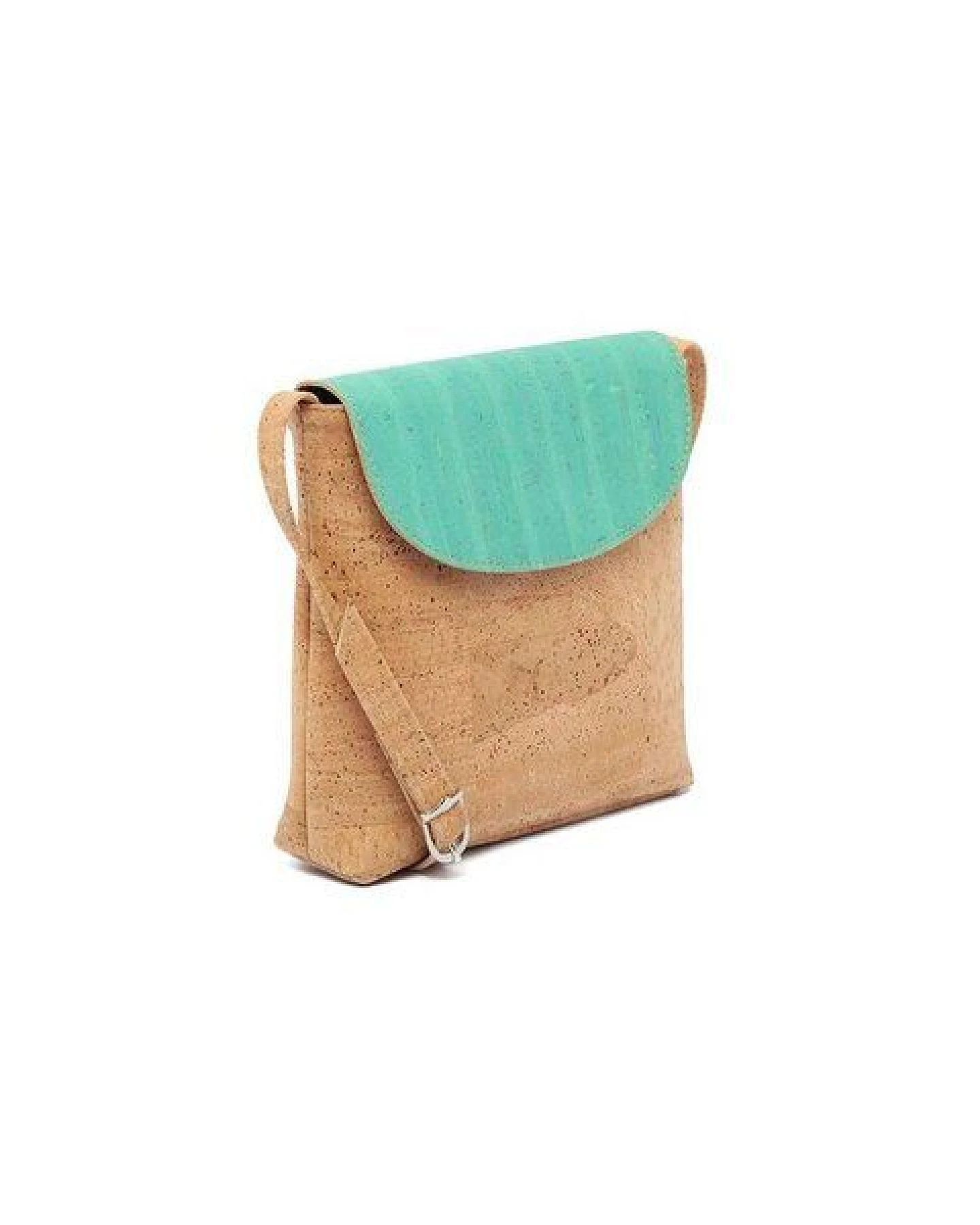 Kork-Deko Kleine Korktasche naturkorkfarben türkisenem Detail – Ansicht 3