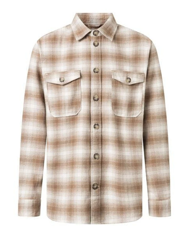 KnowledgeCotton Apparel Herren Overshirt - FLANNEL LOOSE FIT CHECKERED SHIRT - GOTS