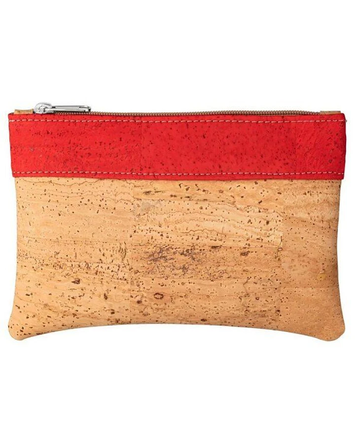 Kork-Deko Kleine Kork-Tasche / kleine Clutch / Etui / großes Portemonnaie, beige rot