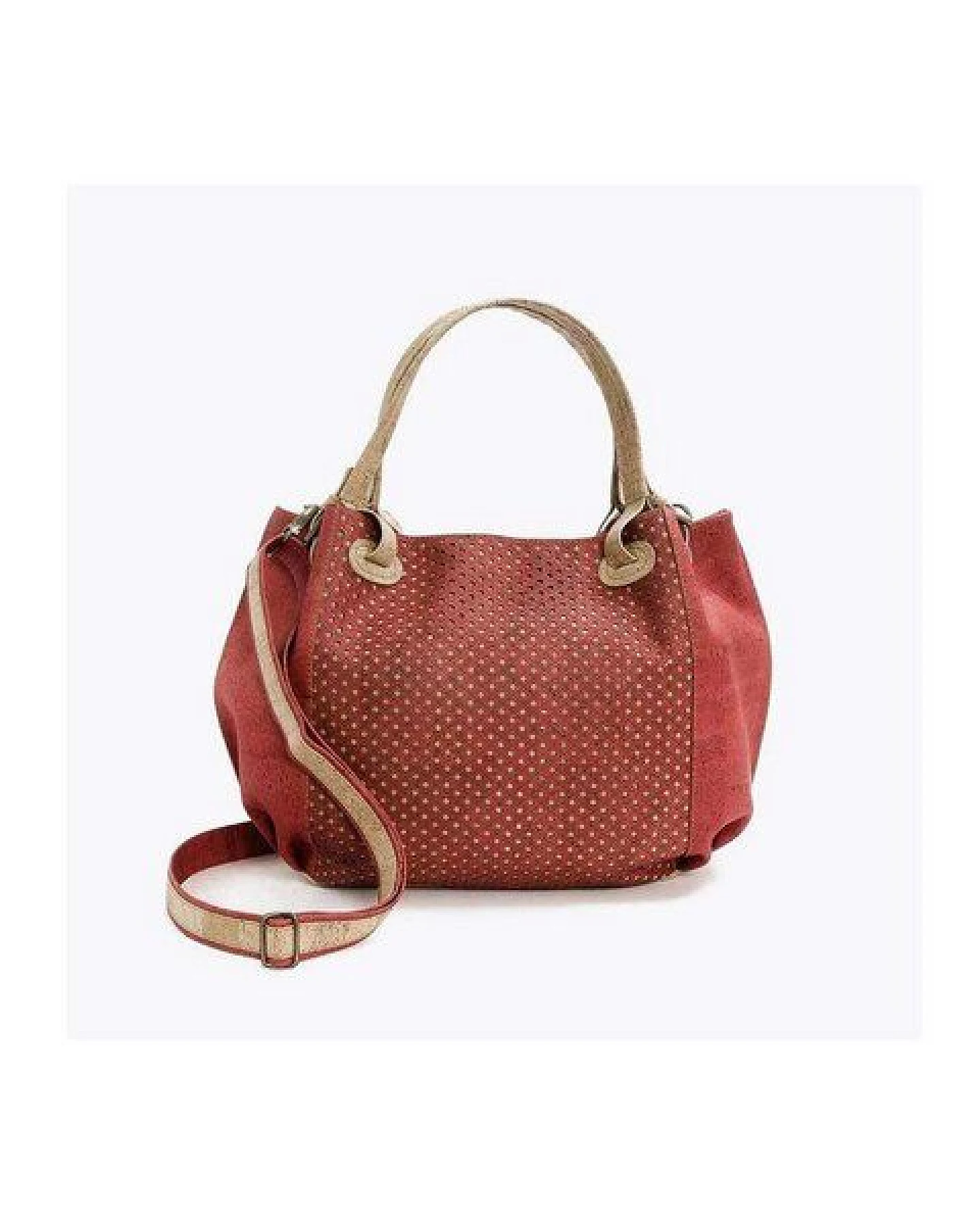 Kork-Deko Einzigartige Kork-Handtasche in auffälligem Rot mit einmaligem Muster – Ansicht 2