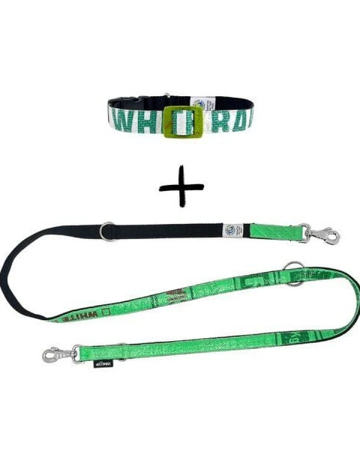GOOPSI Hundeleine LANKA mit Halsband Gr. L (37-51cm) im Set - Grün