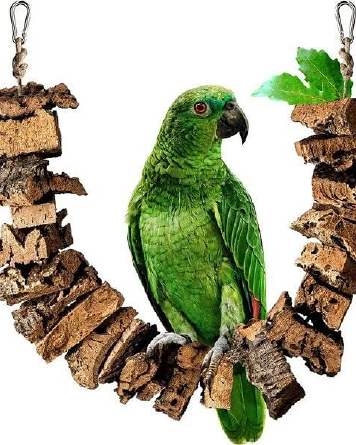 Kork-Deko Schaukel für Vögel zum Knabbern aus Korkrinde