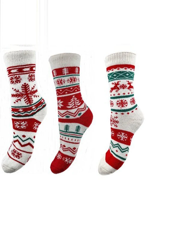 Bruno Barella Winter-Thermo-Socken aus Wolle mit Weihnachtsmuster 3er Pack