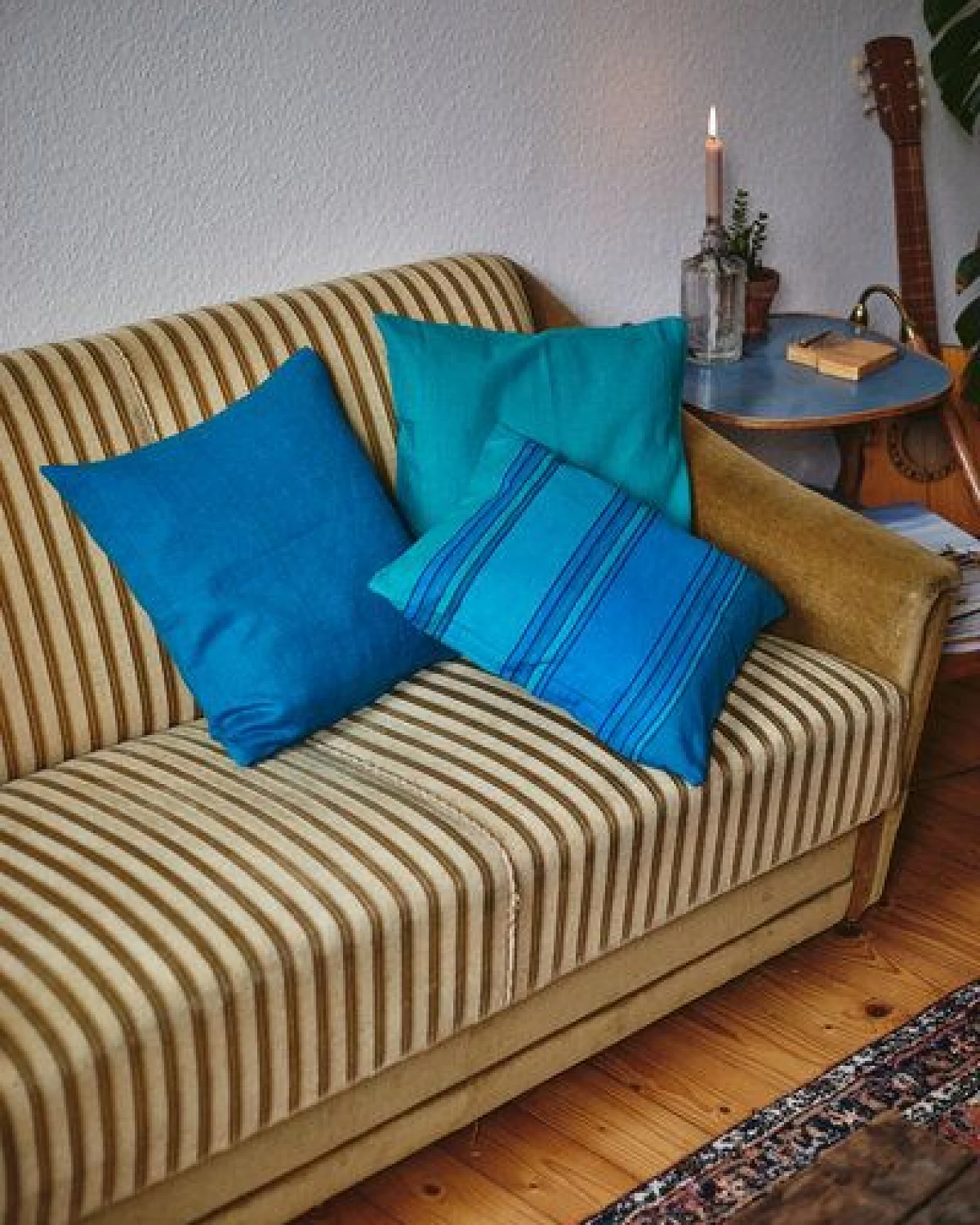 HängemattenGlück Kissenbezug aus reiner Bio Baumwolle 60x60cm Blautöne – Ansicht 2