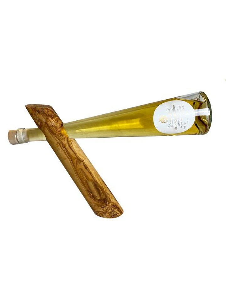 NATUREHOME Weinflaschenhalter aus Olivenholz diagonal stehend natürlich elegant