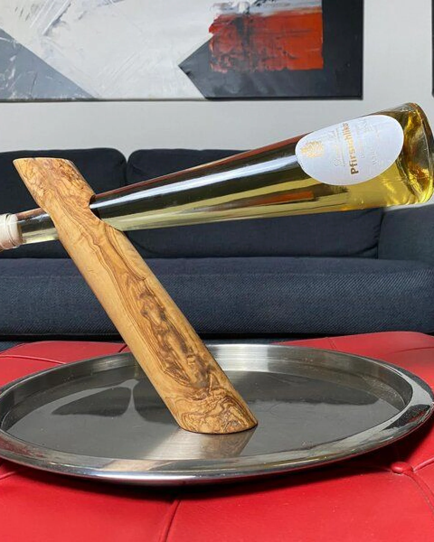 NATUREHOME Weinflaschenhalter aus Olivenholz diagonal stehend natürlich elegant – Ansicht 4