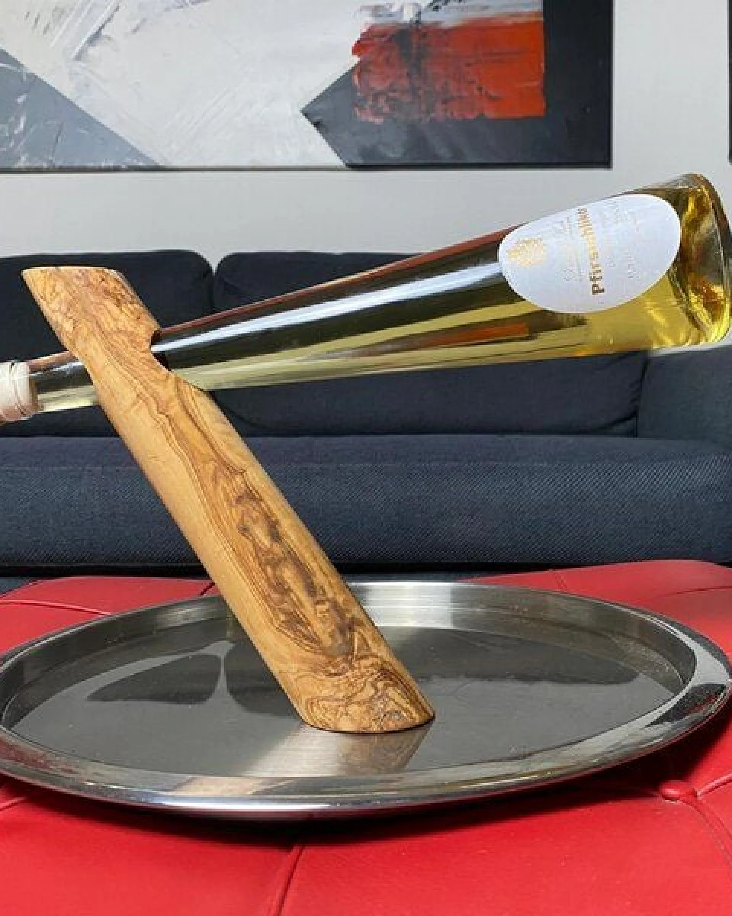 NATUREHOME Weinflaschenhalter aus Olivenholz diagonal stehend natürlich elegant – Ansicht 4