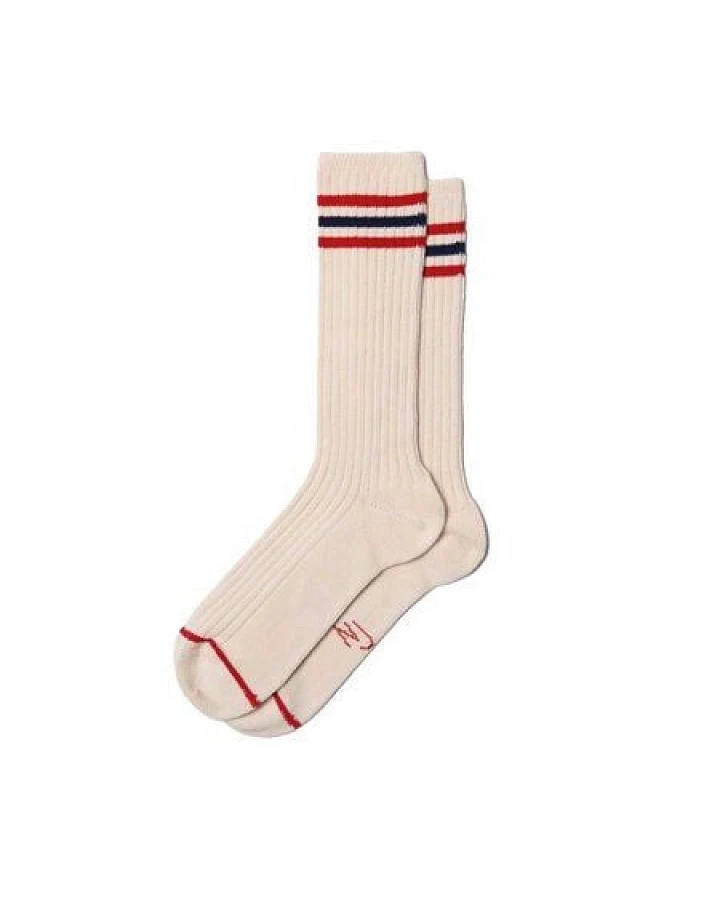 Nudie Jeans Damen Socken WOMEN TENNIS SOCKS - Offwhite-Red-Navy