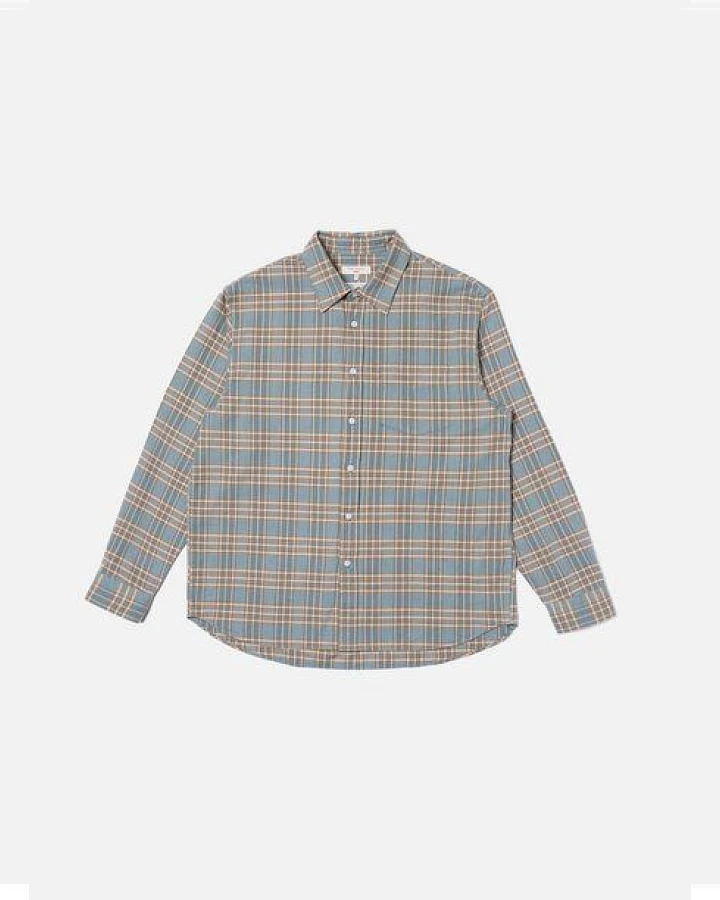 Nudie Jeans Hemd Filip Basket Prairie - Light Blue