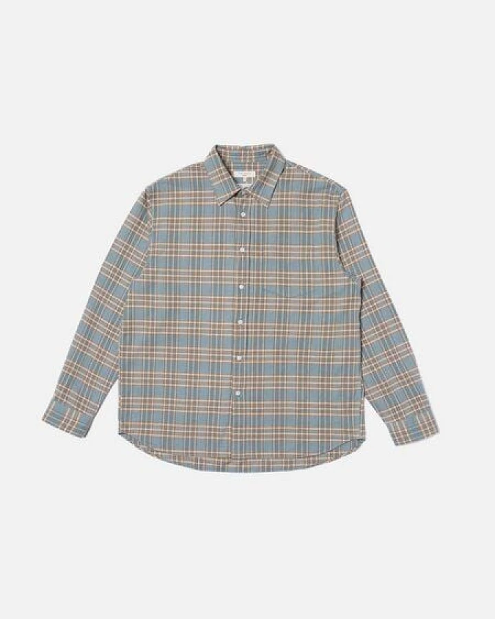 Nudie Jeans Hemd Filip Basket Prairie - Light Blue