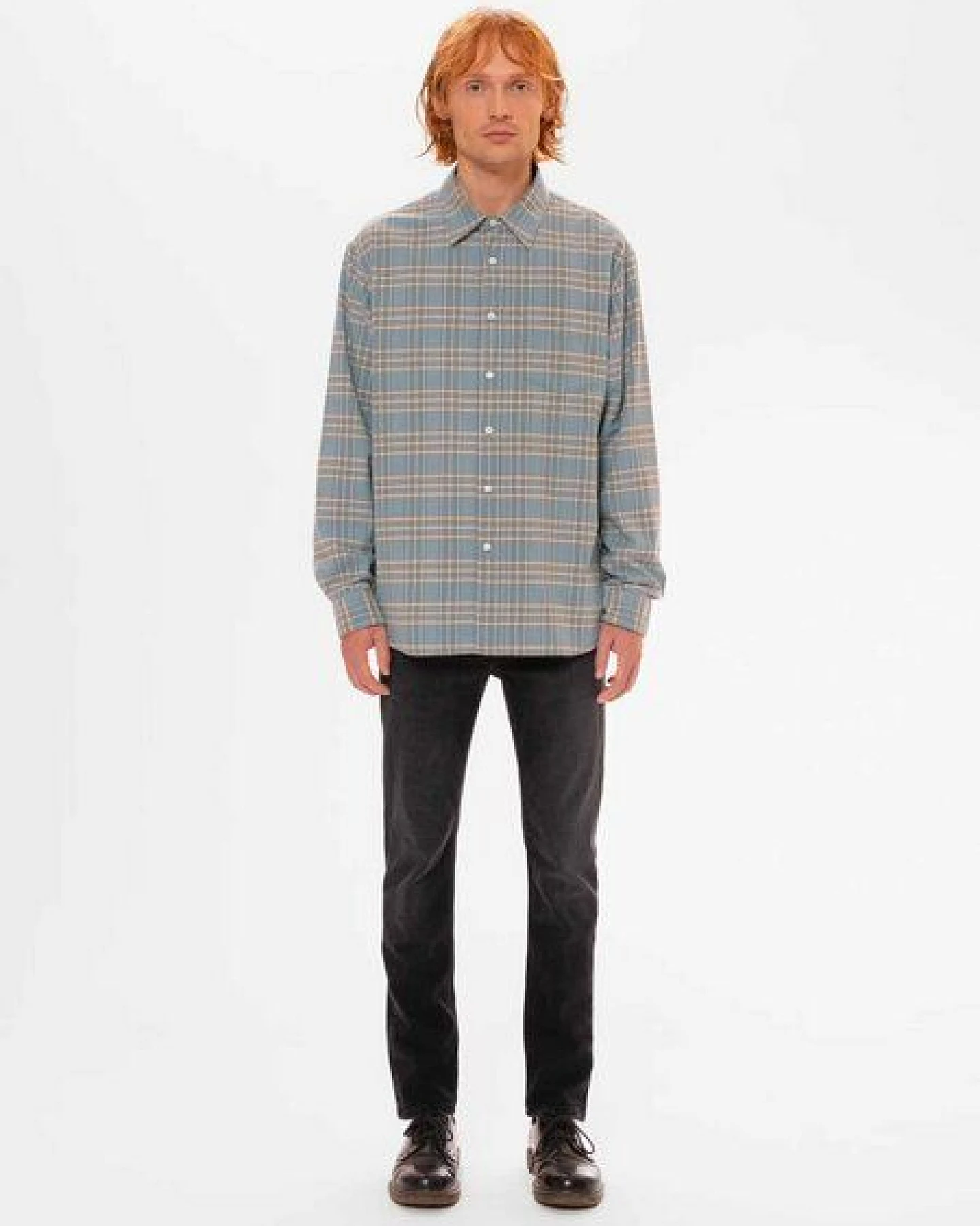 Nudie Jeans Hemd Filip Basket Prairie - Light Blue – Ansicht 2