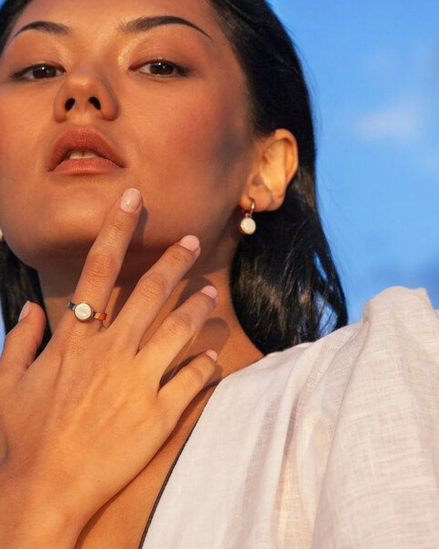 ALEXASCHA Roségold Clip Creolen mit Anhänger – Ansicht 2
