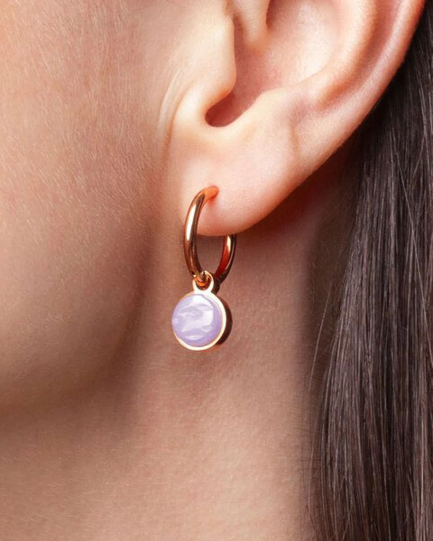 ALEXASCHA Roségold Clip Creolen mit Anhänger – Ansicht 3