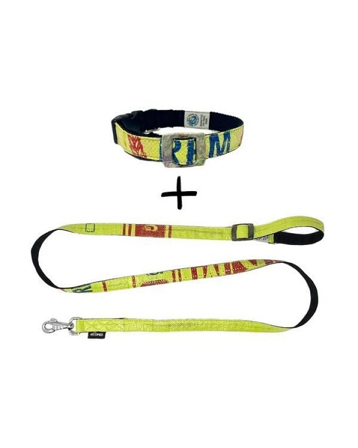 GOOPSI Hundeleine ARUGAM mit Halsband Gr. S/M (25-35cm) im Set - Lemon