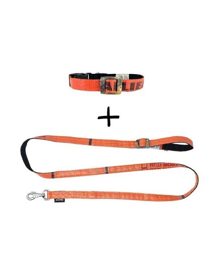 GOOPSI Hundeleine ARUGAM mit Halsband Gr. S/M (25-35cm) im Set - Orange