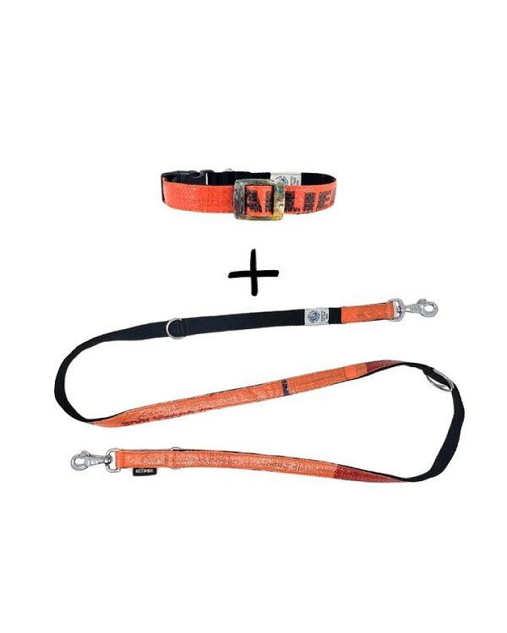 GOOPSI Hundeleine LANKA mit Halsband Gr. M (32-42cm) im Set - Orange
