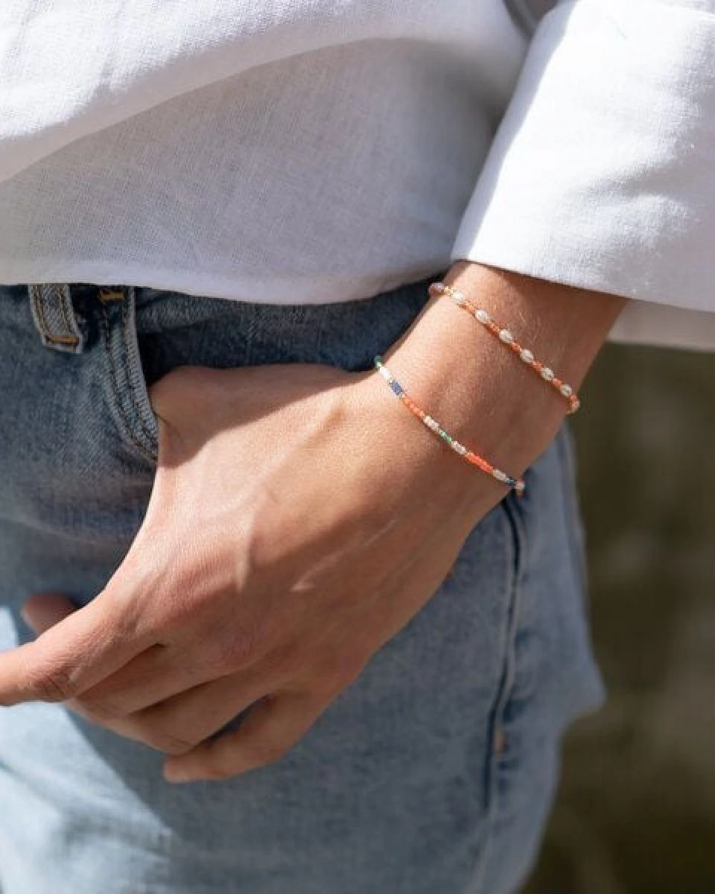 juni Sommer Perlenarmband "Wind Breeze" apricot – Ansicht 3