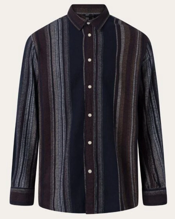 KnowledgeCotton Apparel - Hemd Loose Fit Double Layer Striped Shirt