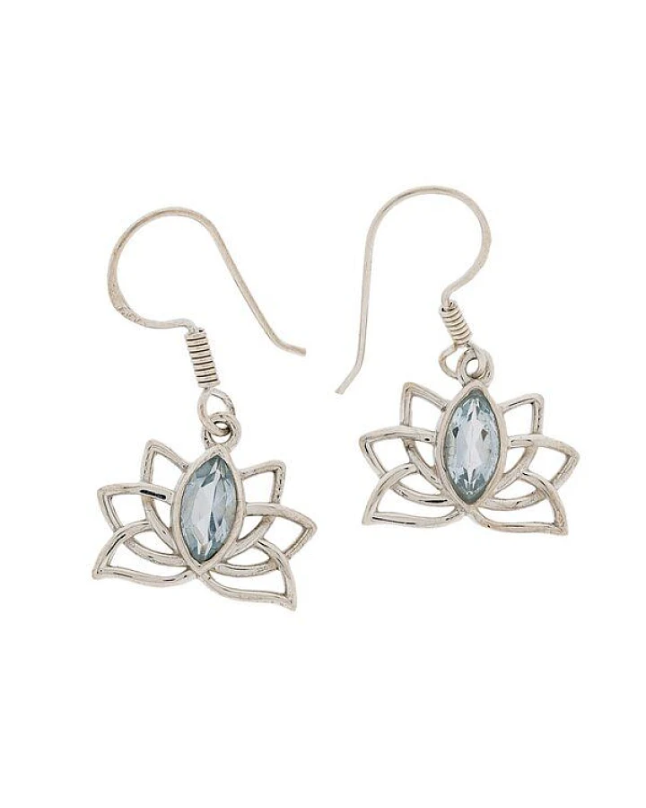 Lotus Ohrringe mit Topaz 925 Sterling Silber von Crystal and Sage
