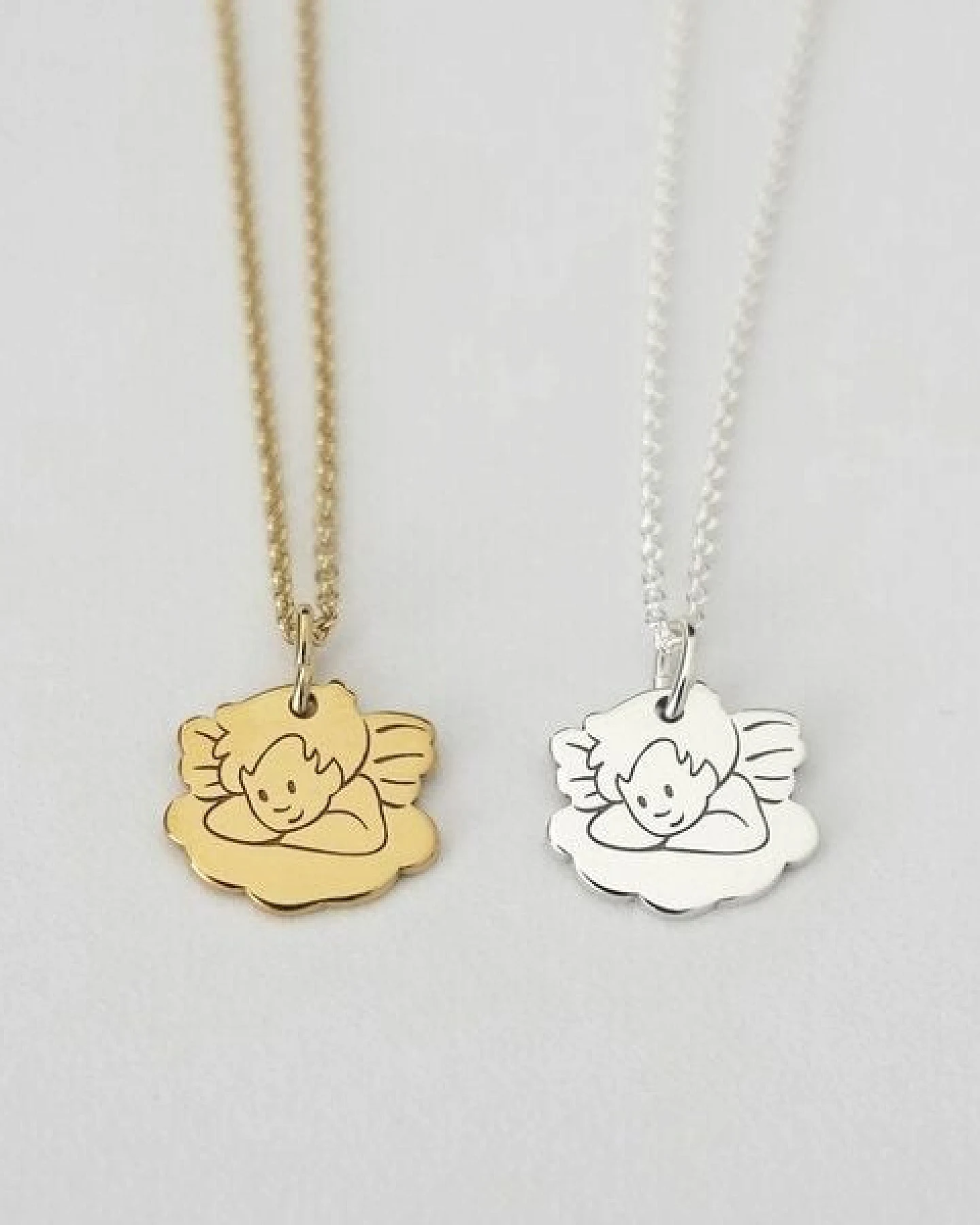 BELLYBIRD Jewellery Kinderkette - kleiner Schutzengel mit Wolke, Anhänger/ Silber/ Silber vergoldet – Ansicht 4