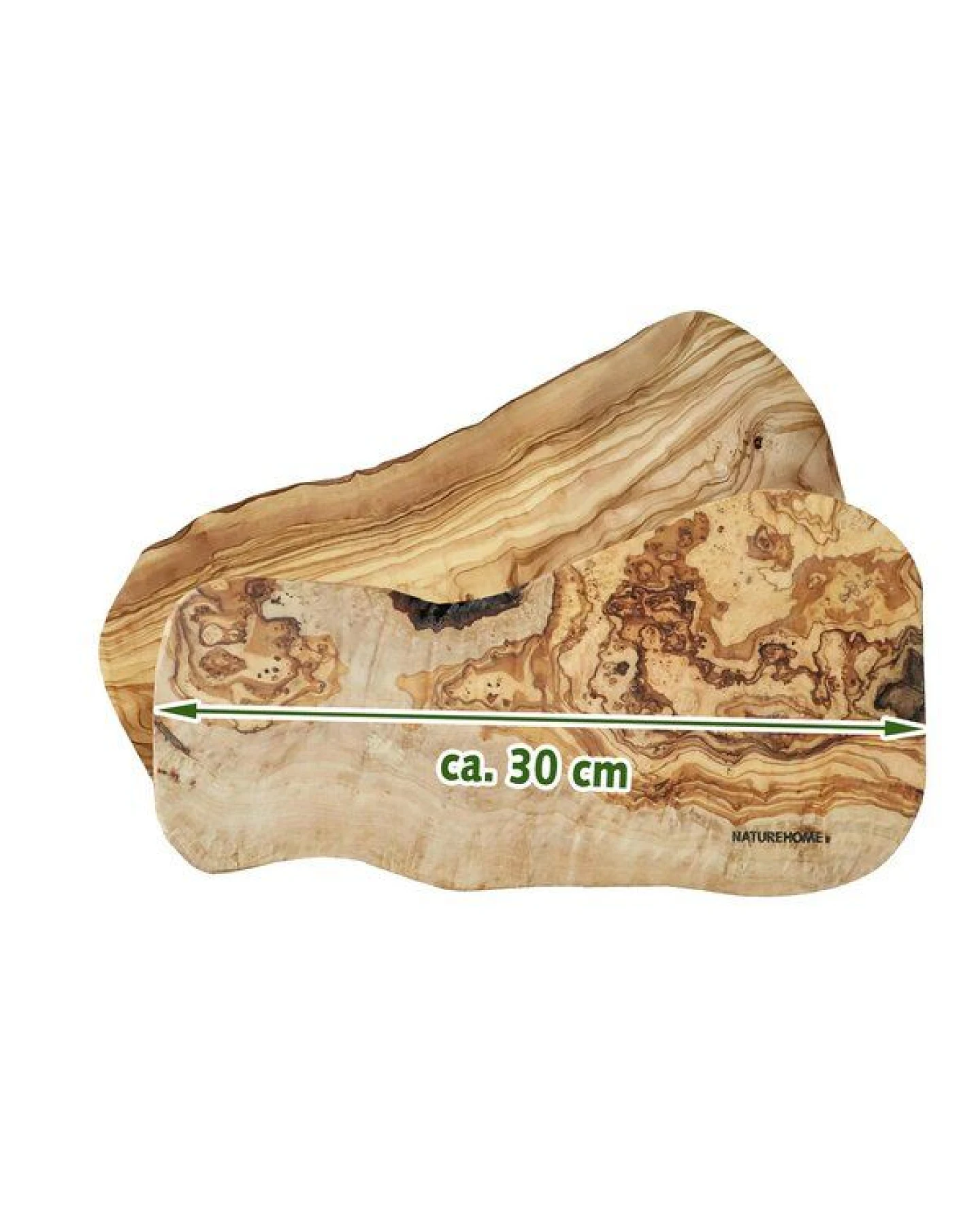 NATUREHOME Brotzeitset 2er Set Servierbrett Schneidebrett Käsebrett Olivenholz mit Naturkante – Ansicht 3