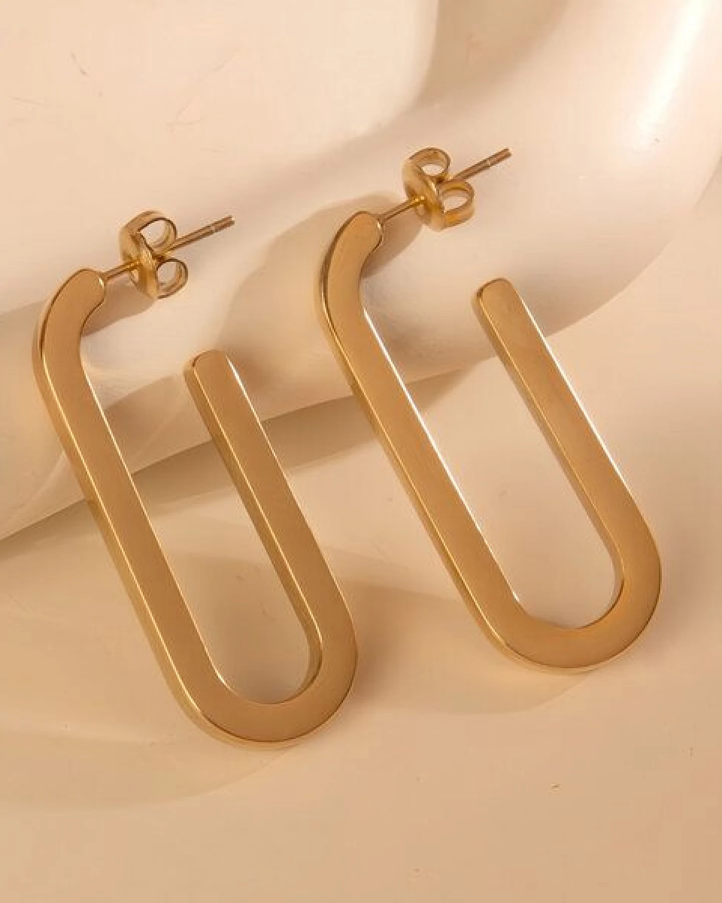 Große ovale Ohrringe, Ohrstecker - eckig, schlicht und schön in ca. 39 x 15mm von Elektropulli – Ansicht 4