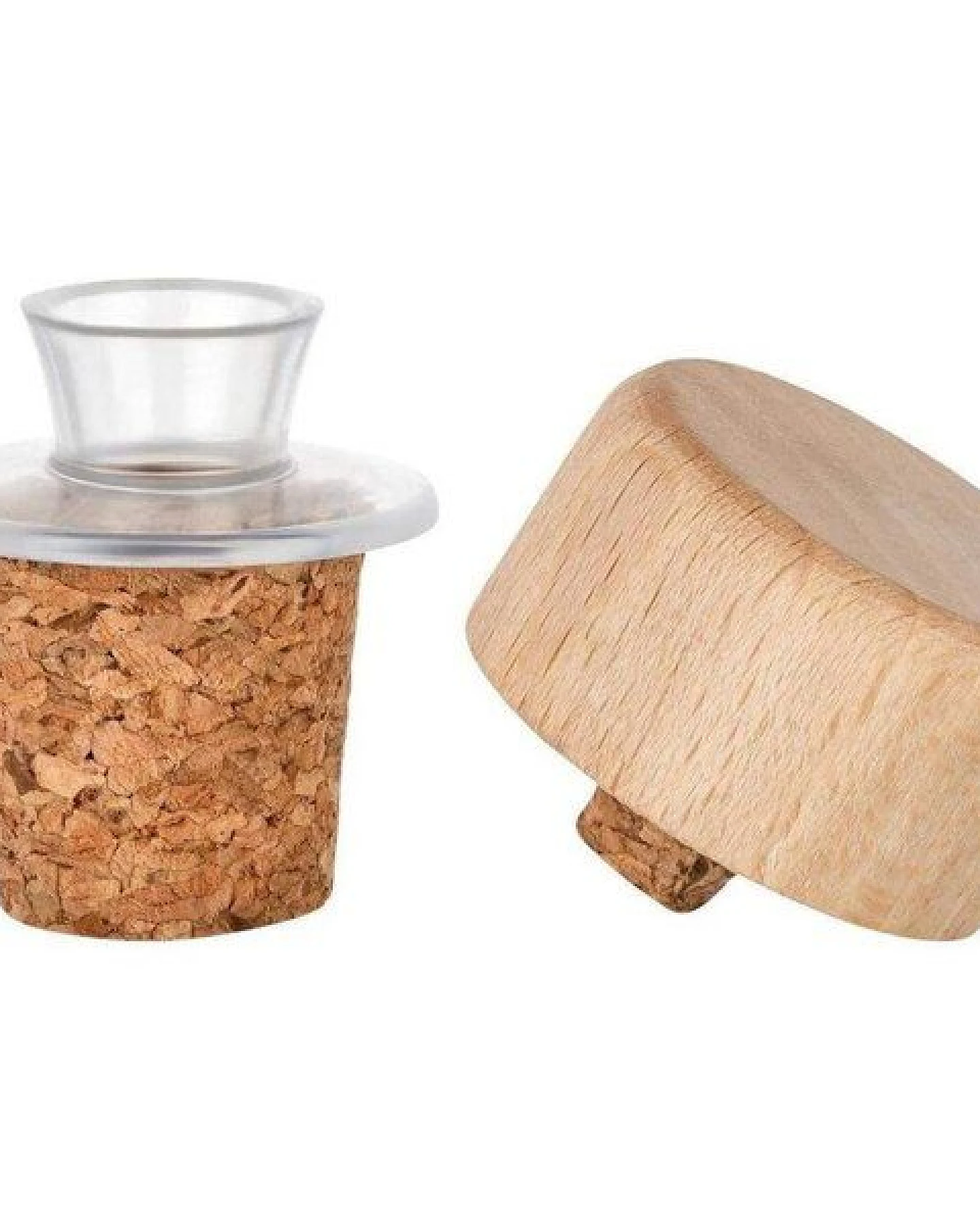 Kork-Deko 10er-Pack Kunststoff-Ausgießer mit Holz-Deckel und Kork-Stopfen – Ansicht 2