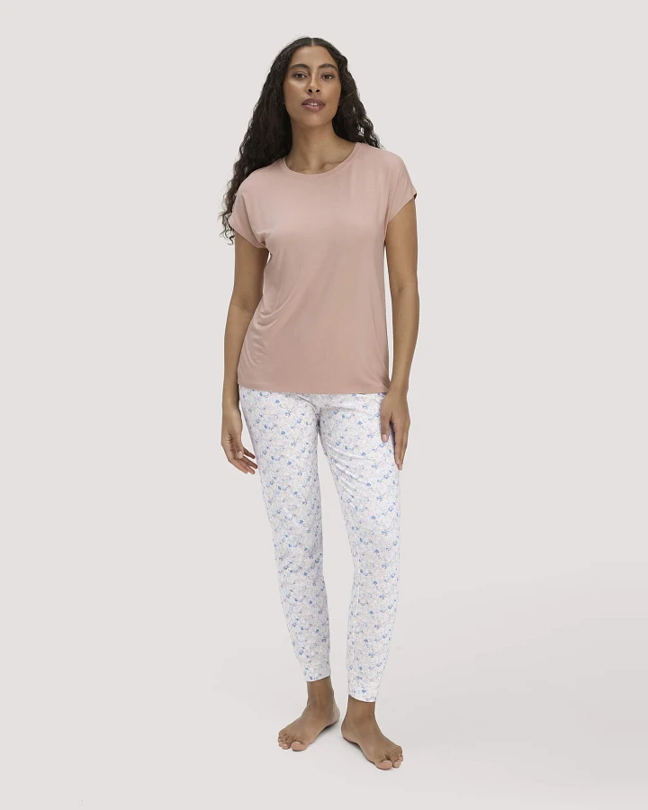 hessnatur Damen Schlafhose PURE COTTON aus Bio-Baumwolle - rosa - Größe 34