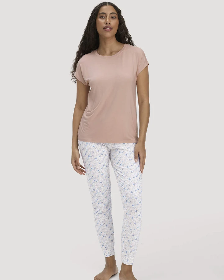 hessnatur Damen Schlafhose PURE COTTON aus Bio-Baumwolle - rosa - Größe 34