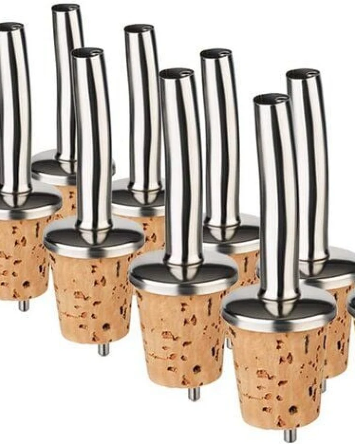 Kork-Deko 10er Pack, Ausgießer für Spirituosen - gerade, Ø = 17 mm - Aufsatz aus Naturkork - ideal für Cocktails