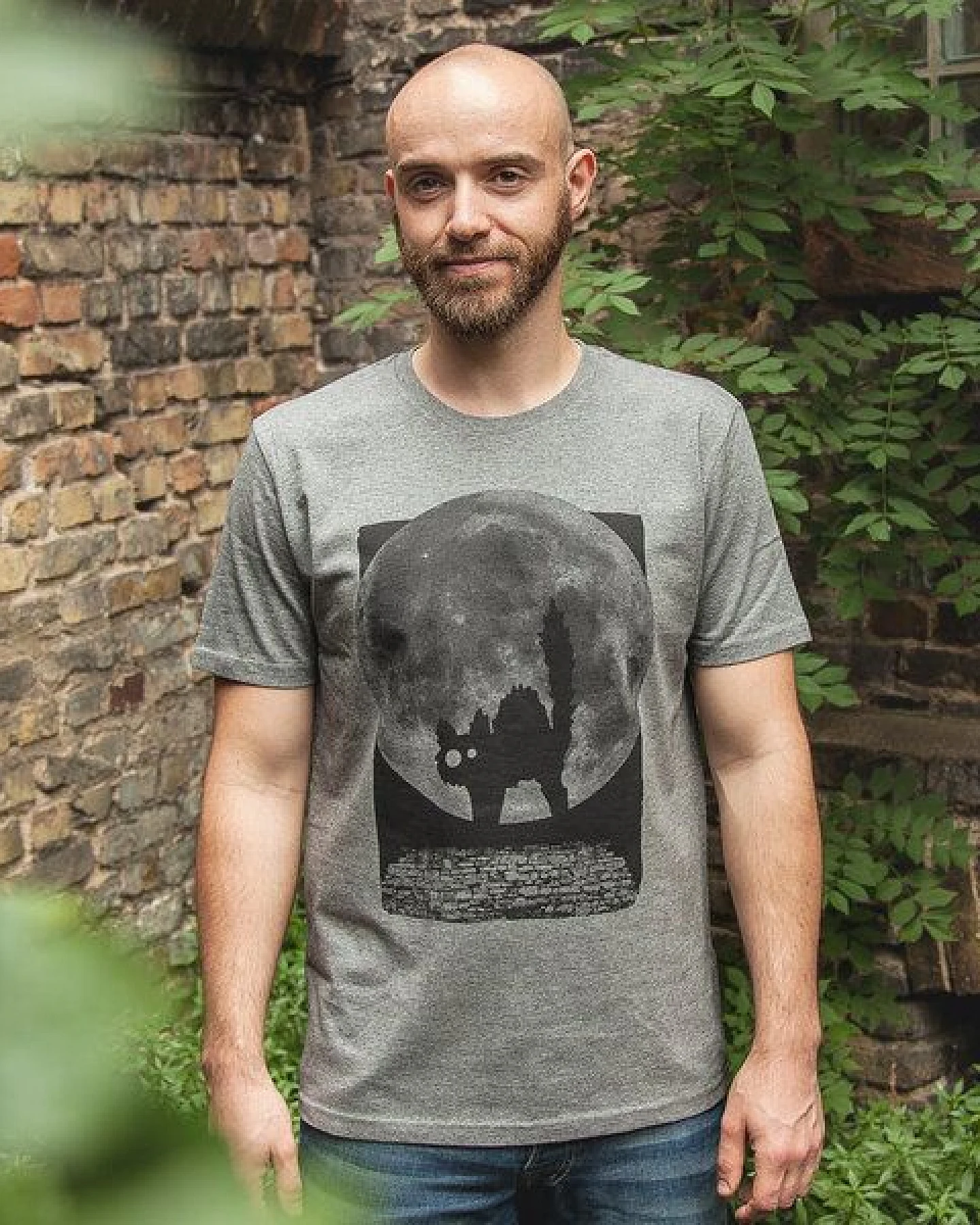 päfjes T-Shirt "Katze" Minka Fauch - Fair Wear Männer T-Shirt - Mid Heather Grey – Ansicht 2
