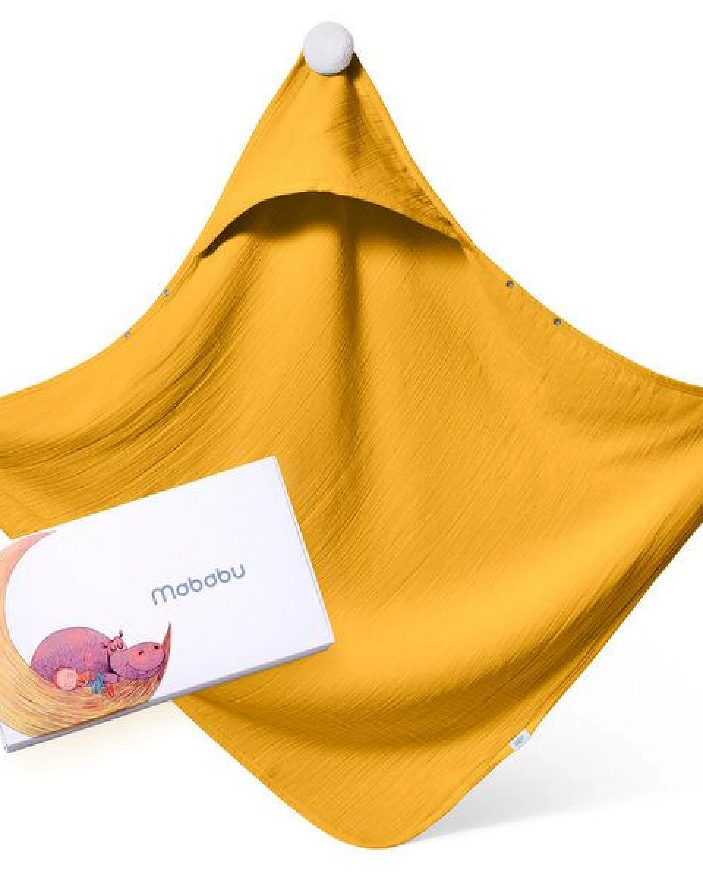 Mababu Kapuzenhandtuch Baby,100% GOTS Musselin Bio Baumwolle, 75x75cm, Baby Erstausstattung Neugeborene – Ansicht 2