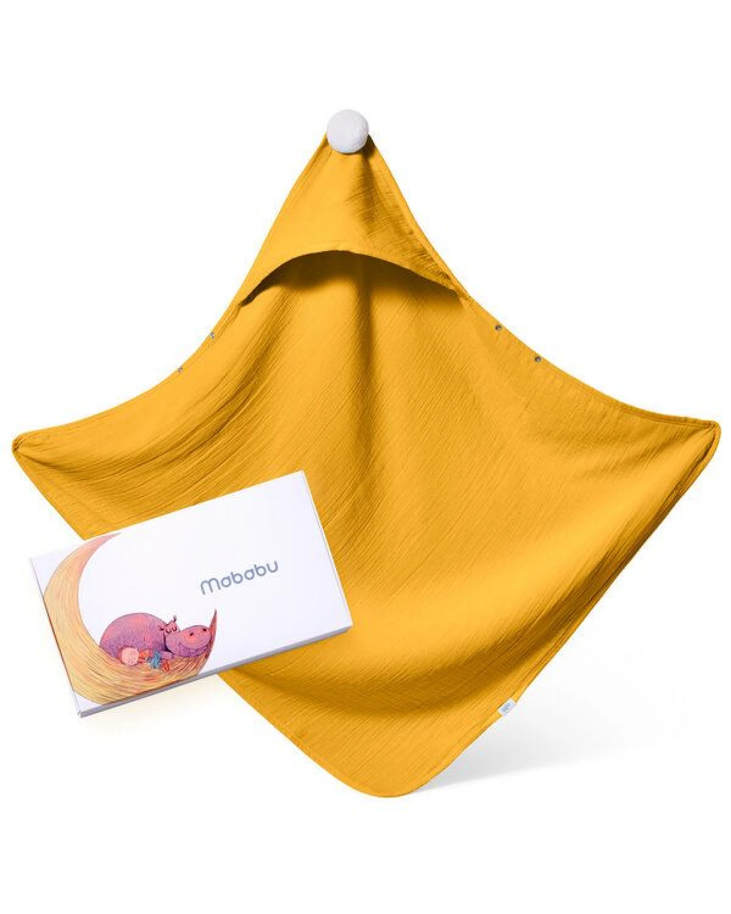 Mababu Kapuzenhandtuch Baby,100% GOTS Musselin Bio Baumwolle, 75x75cm, Baby Erstausstattung Neugeborene – Ansicht 2