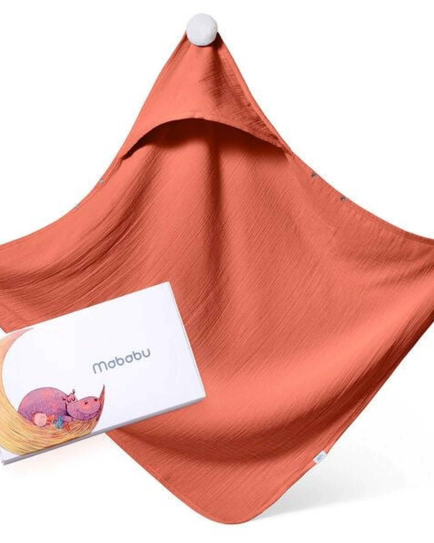 Mababu Kapuzenhandtuch Baby,100% GOTS Musselin Bio Baumwolle, 75x75cm, Baby Erstausstattung Neugeborene – Ansicht 2